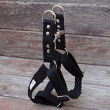 Studded Black Just Hemp Adjustable Step-In Dog Harness