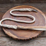 Natural Cotton Rope Dog Leash with Cork Leather Handle