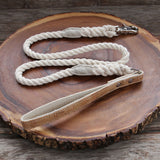 Natural Cotton Rope Dog Leash with Cork Leather Handle