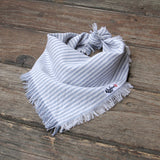 Fringed Babyblue White Striped Dog Bandana