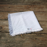 Fringed Babyblue White Striped Dog Bandana