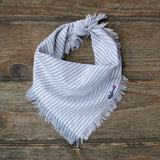 Fringed Babyblue White Striped Dog Bandana