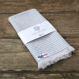 Fringed Babyblue White Striped Dog Bandana