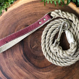 Hemp Rope Dog Leash with Pretty in Pink Cork Leather Handle