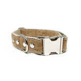 Studded Cork Leather Dog Collar Natural