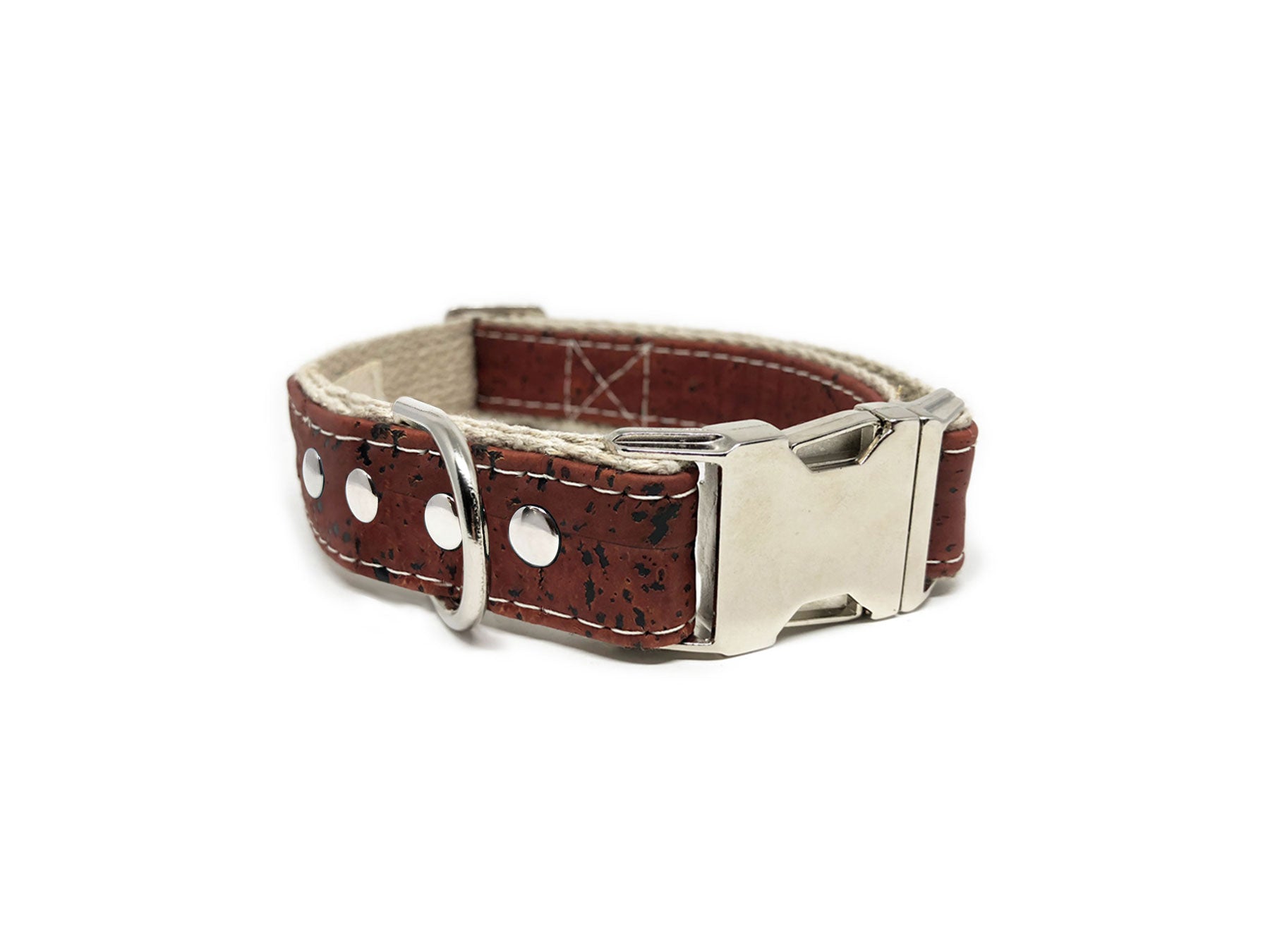 Studded Signature Cork Leather Dog Collar Sangria Red