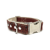 Studded Signature Cork Leather Dog Collar Sangria Red