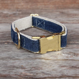 Denim Dog Collar Brass Hardware
