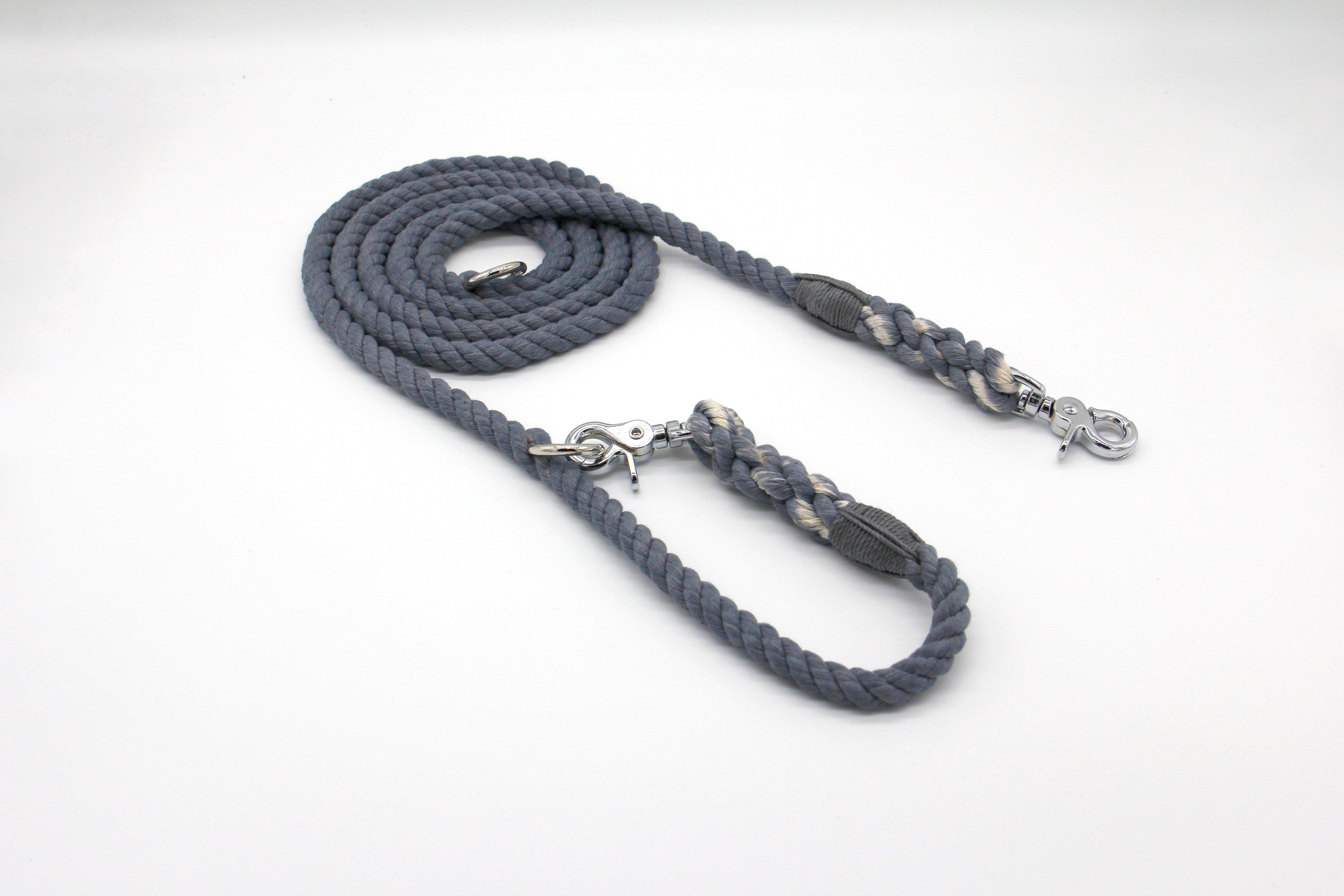 Adjustable Seaside Blue Natural Cotton Rope Dog Leash