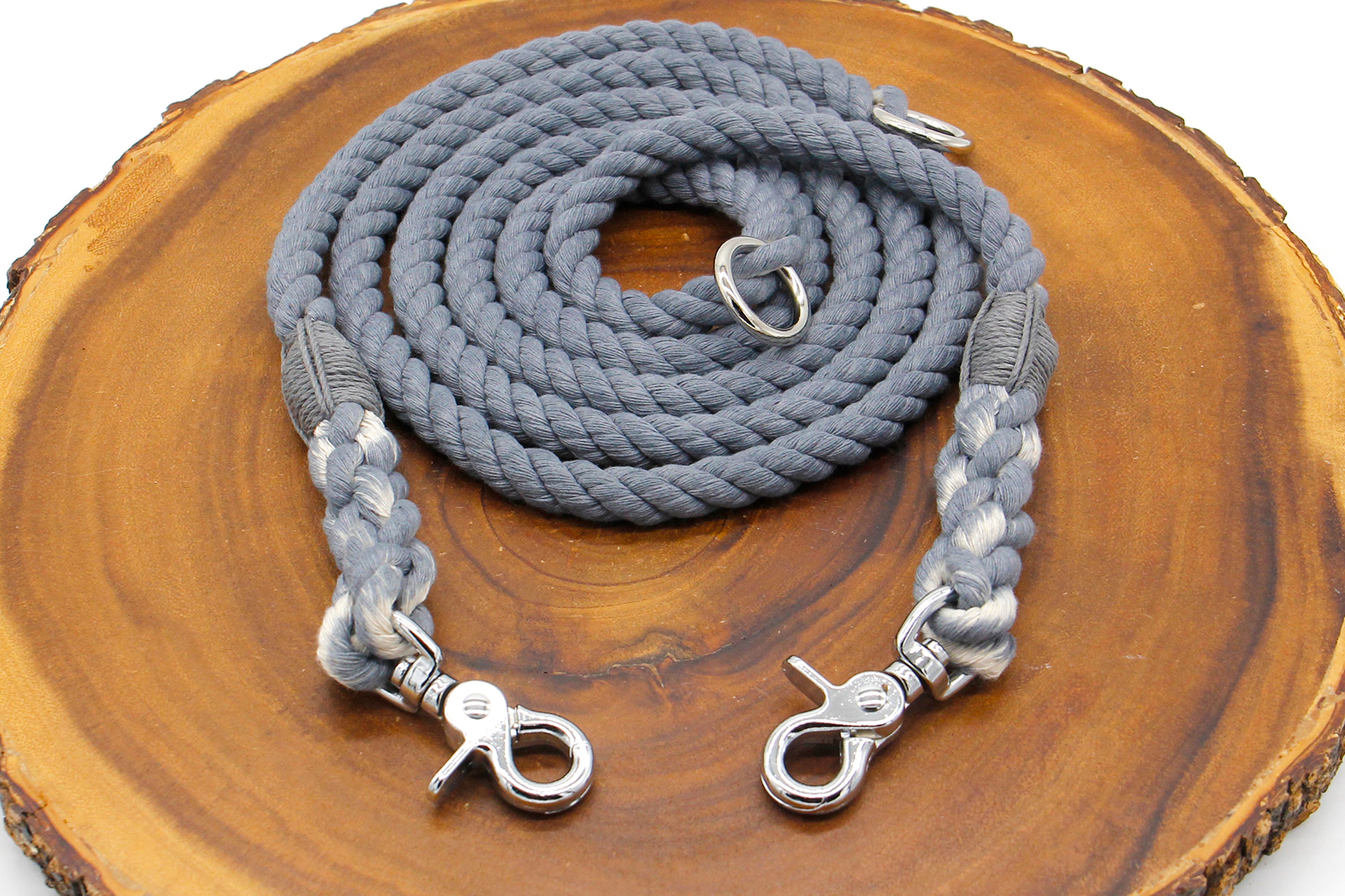 Adjustable Seaside Blue Natural Cotton Rope Dog Leash