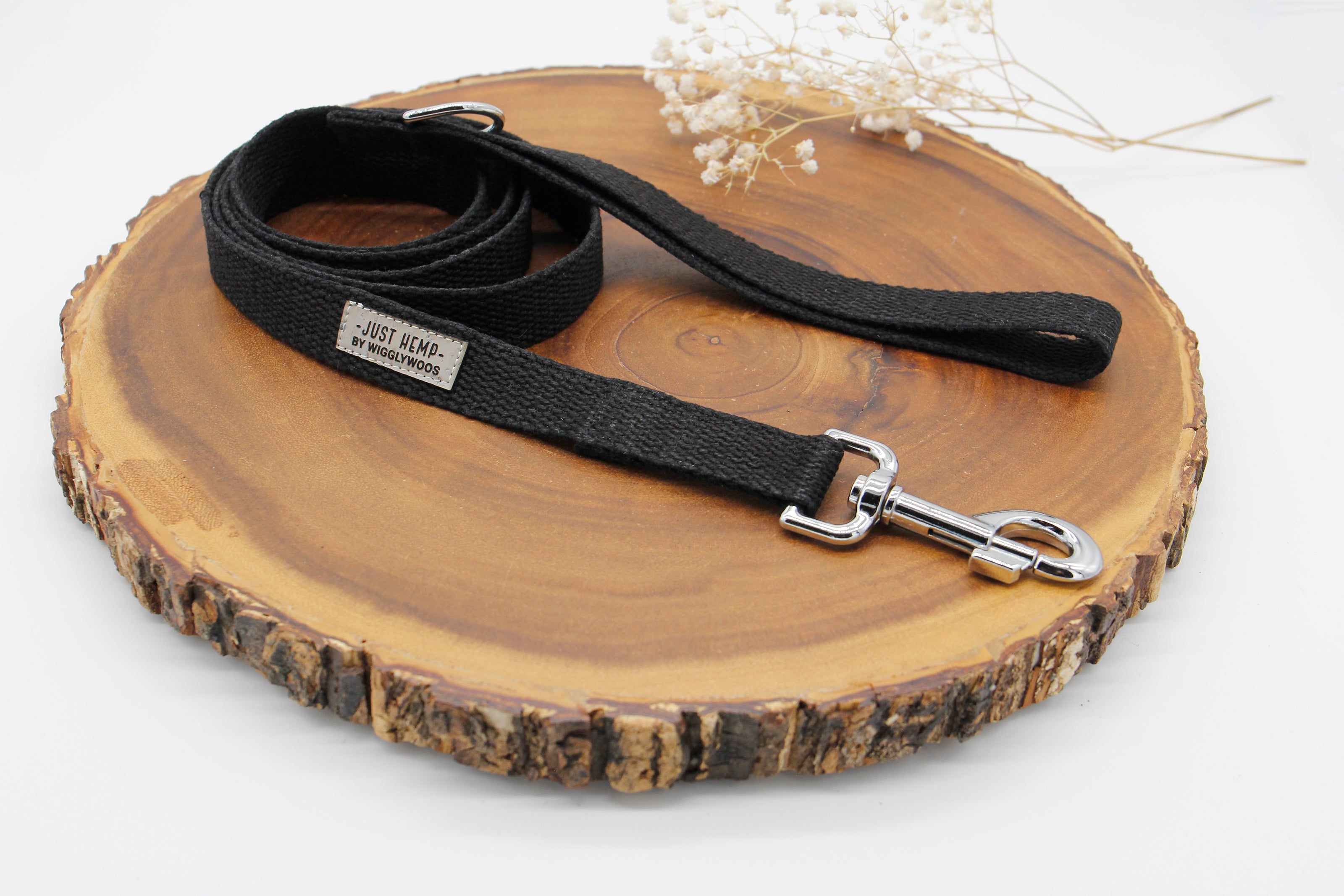 Black Just Hemp Flat Dog Leash