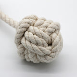 Chew-Me-Ups Natural Cotton Rope Dog Toy, Monkey Fist Knot Ball with Handle