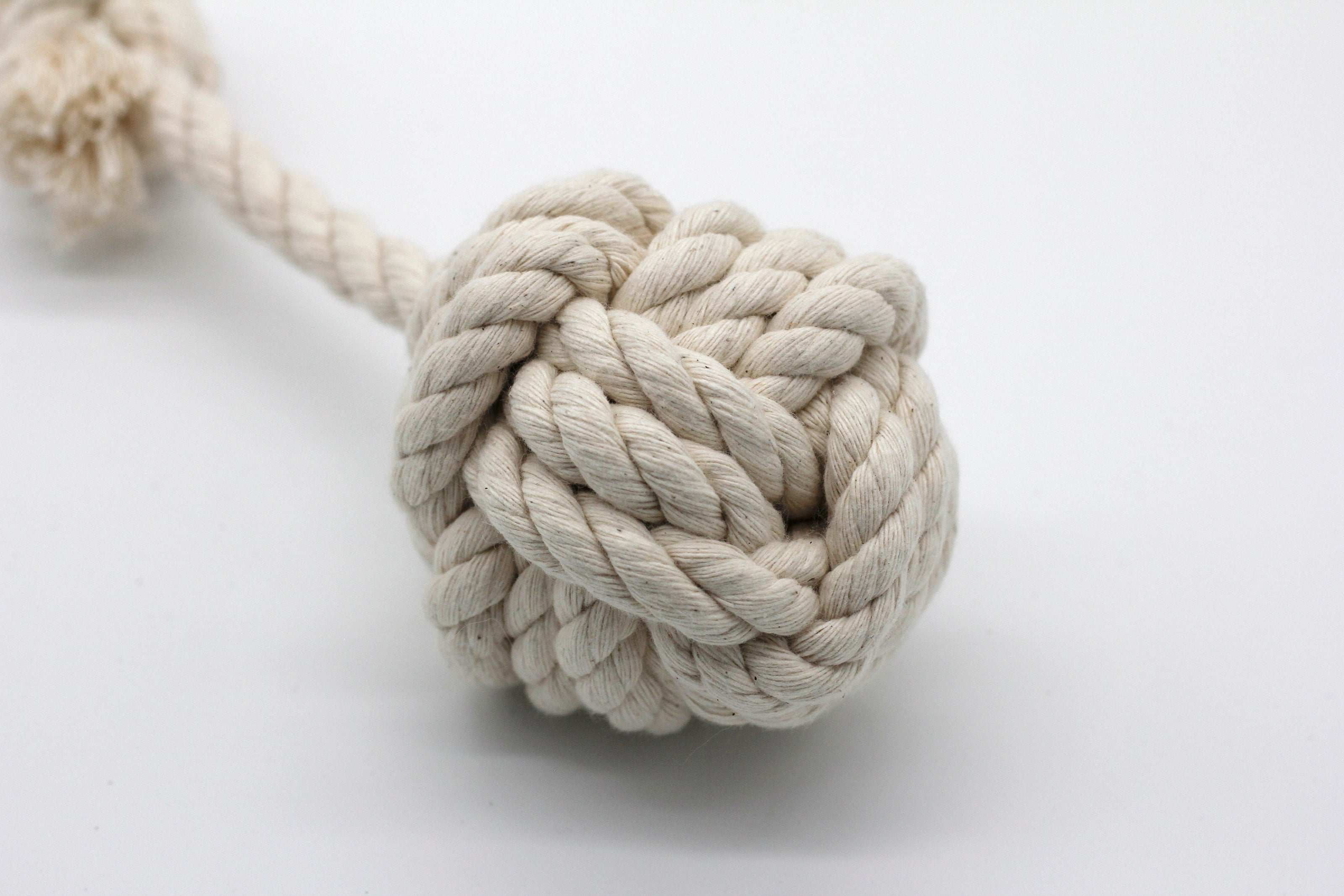 Chew-Me-Ups Natural Cotton Rope Dog Toy, Monkey Fist Knot Ball with Handle