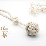 Chew-Me-Ups Natural Cotton Rope Dog Toy, Monkey Fist Knot Ball with Handle