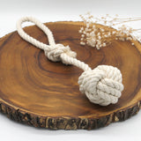 Chew-Me-Ups Natural Cotton Rope Dog Toy, Monkey Fist Knot Ball with Handle