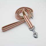 Flat Hemp Dog Leash With Layered Red Striped Ribbon