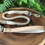 Hemp Rope Dog Leash with Natural Cork Leather Handle