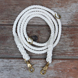 Adjustable Organic Cotton Rope Dog Leash Bronze Hardware