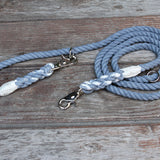 Adjustable Seaside Blue Organic Cotton Rope Dog Leash - Natural Twine