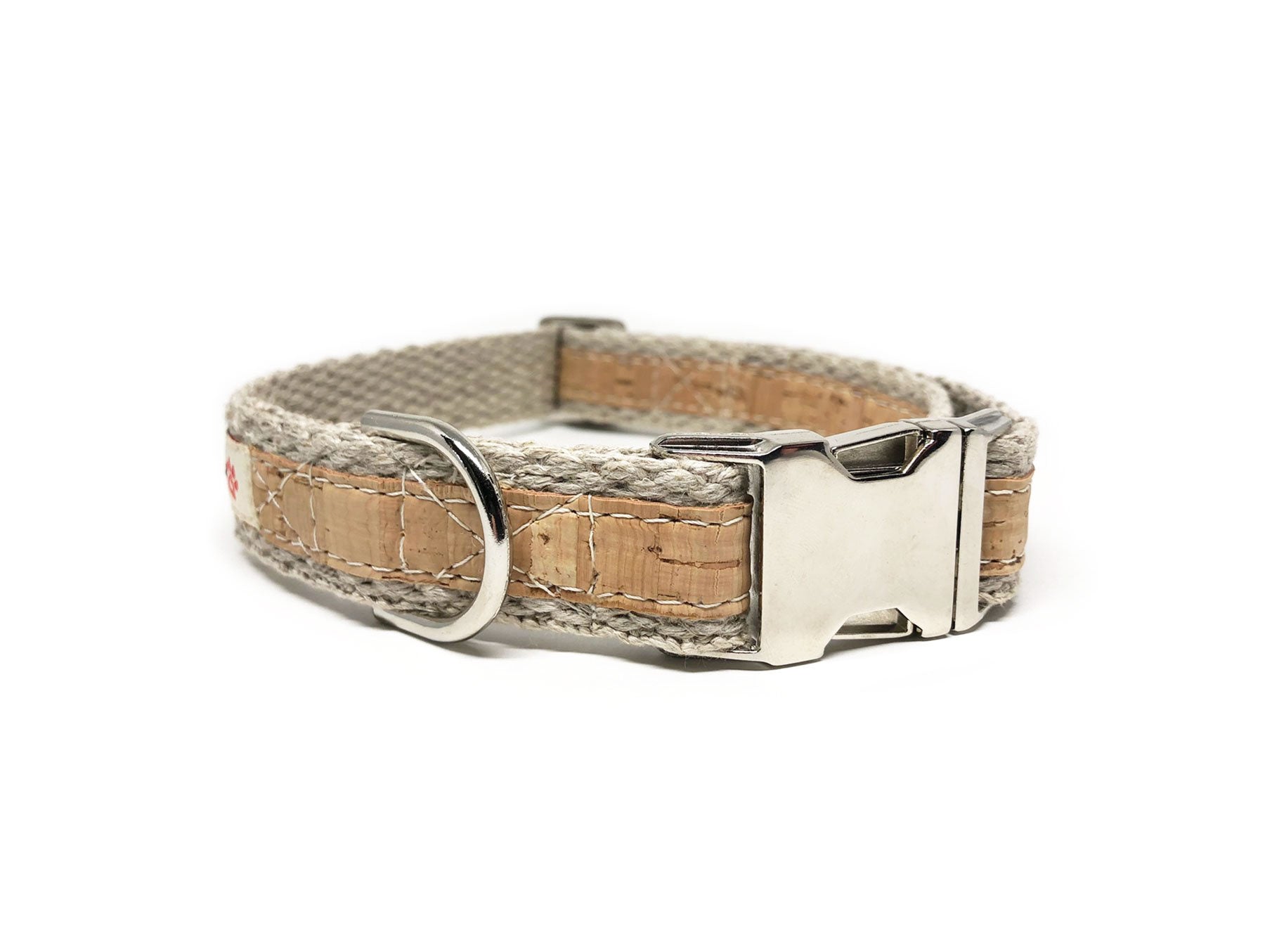 Adventurer Natural Cork Leather Large Dog Collar, Hemp Webbing