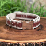 Adventurer Red Cork Leather Dog Collar, Hemp Webbing