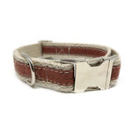 Adventurer Red Cork Leather Large Dog Collar, Hemp Webbing