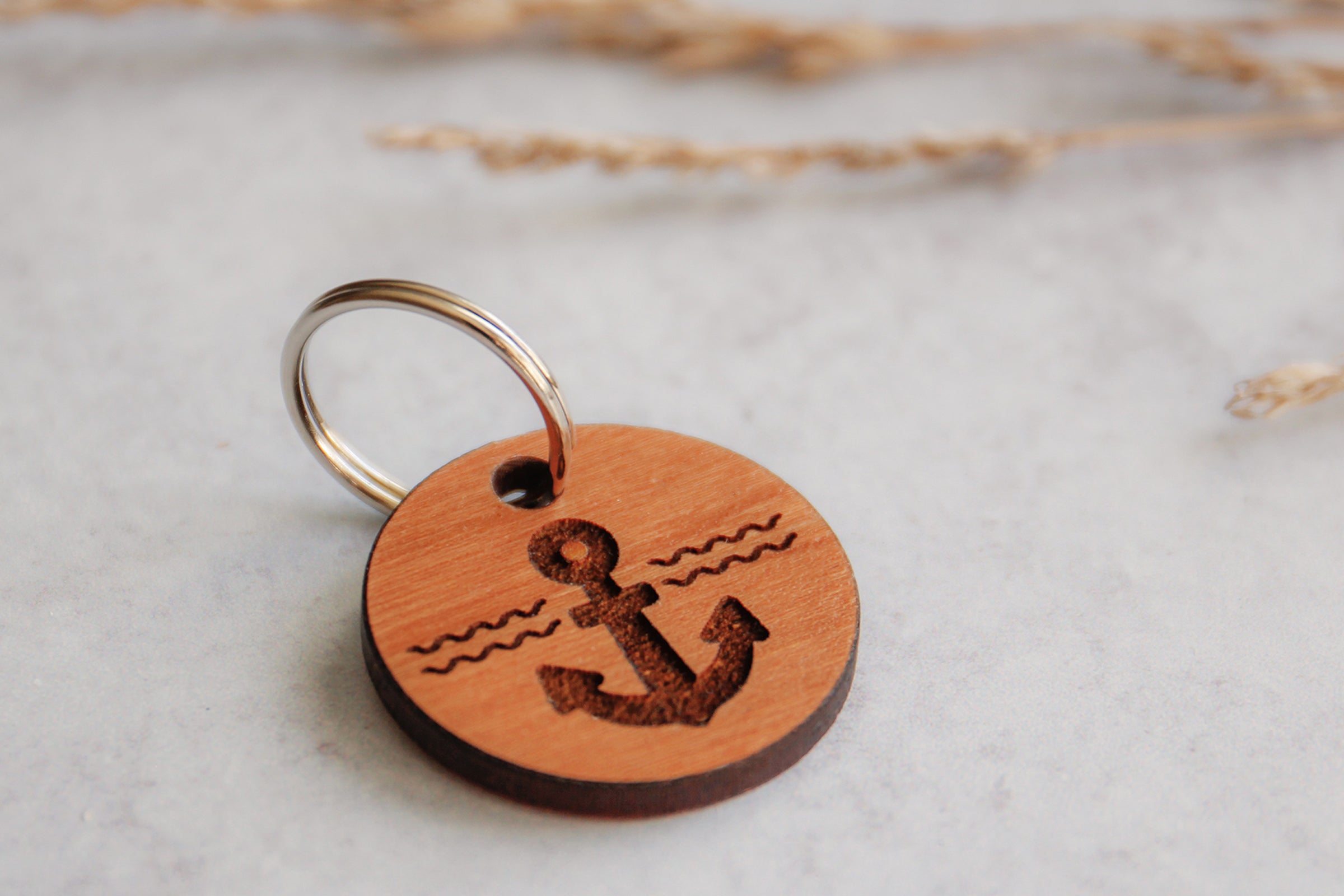 Anchor Wooden Pet Tag