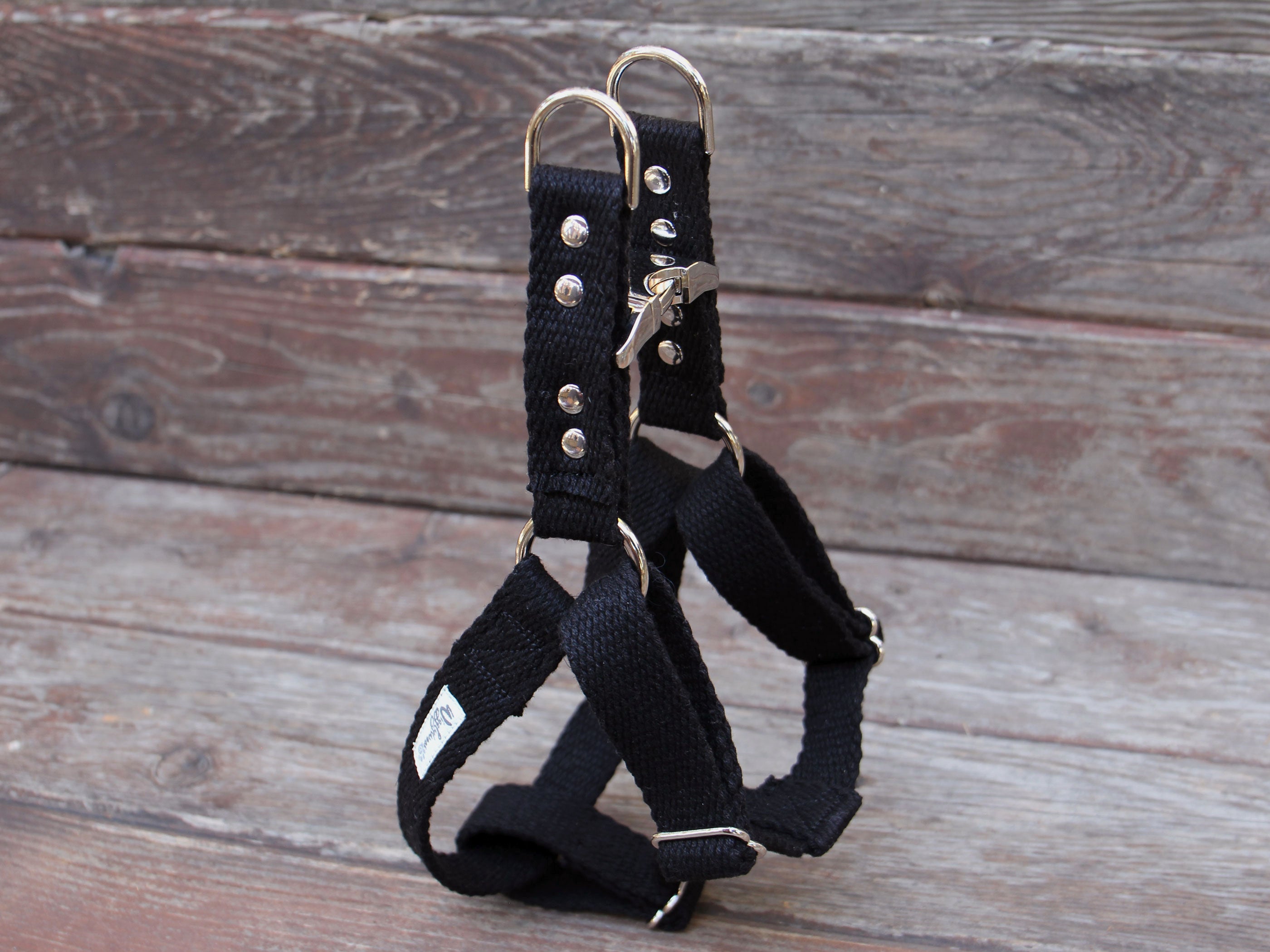 Studded Black Just Hemp Adjustable Step-In Dog Harness