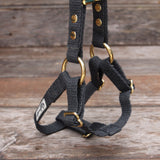 Black Just Hemp Adjustable Step-In Dog Harness Brass