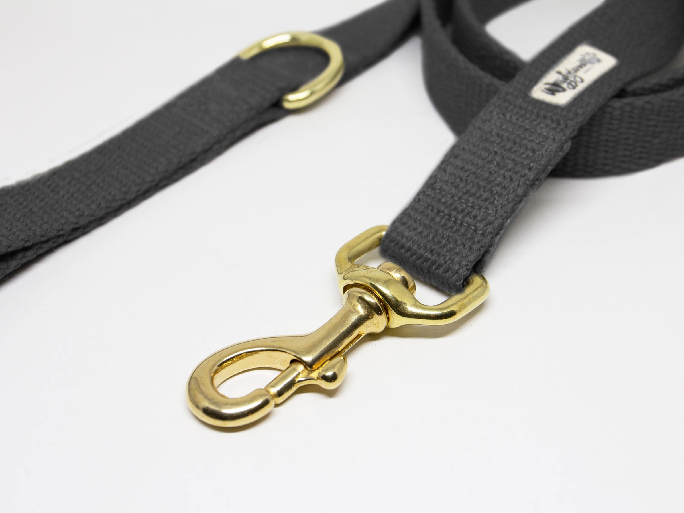Black Flat Just Hemp Dog Leash Brass
