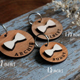 Bow Tie Wooden Round Pet Tag Sizes