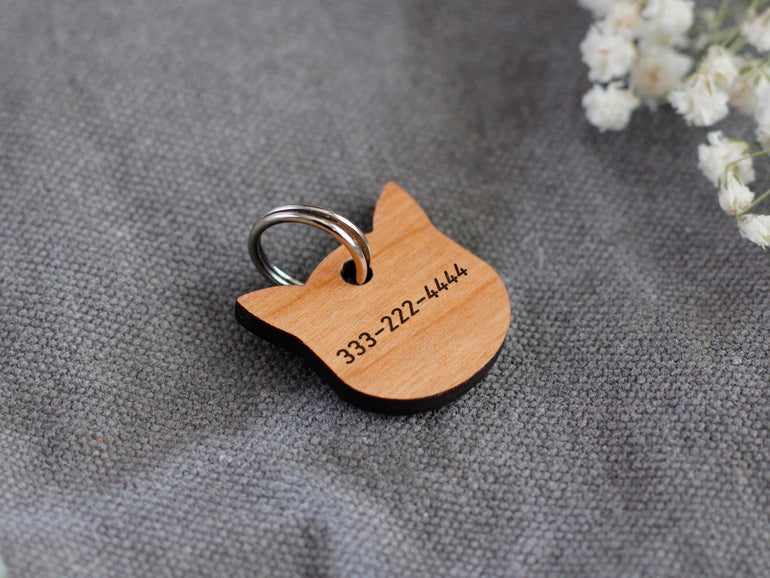  Wooden Cat ID Tag Back