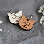 Wooden Cat ID Tag Cat Face