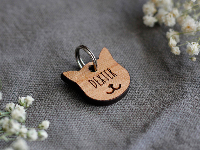 Wooden Cat ID Tag Cherry