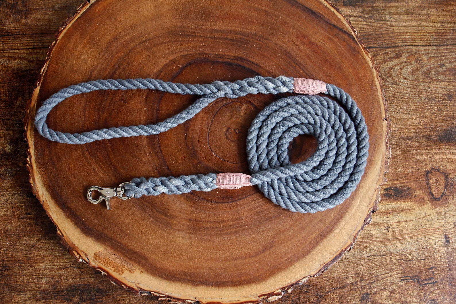 Tiny Dog Leash Seaside Blue Natural Cotton Rope