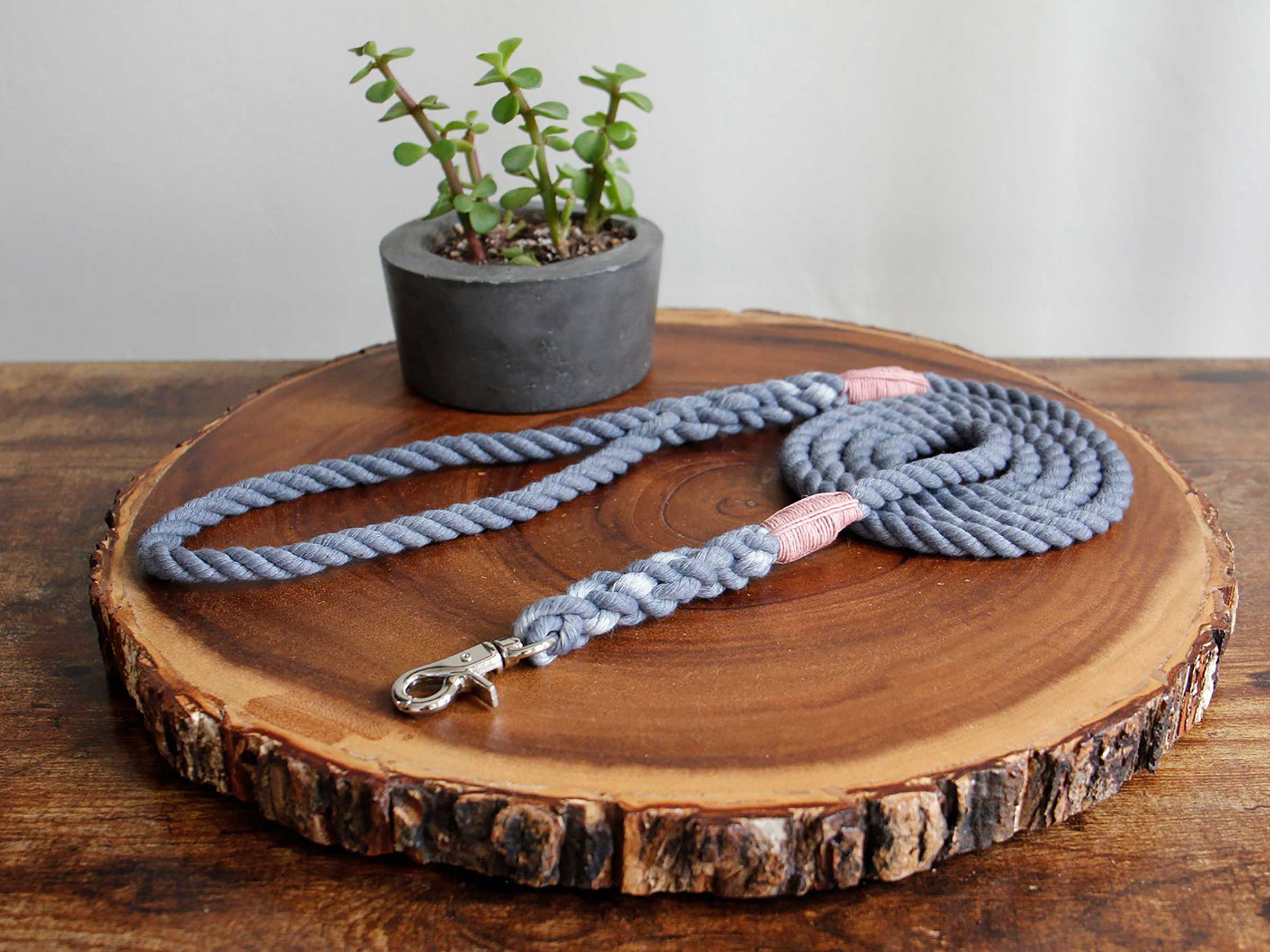 Cat Leash Seaside Blue Natural Cotton Rope