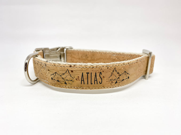 Personalized Landscape Cork Dog Collar - Mountains