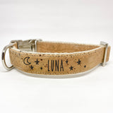 Personalized Landscape Cork Dog Collar - Moon and Stars