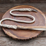 Natural Cotton Rope Dog Leash with Cork Leather Handle
