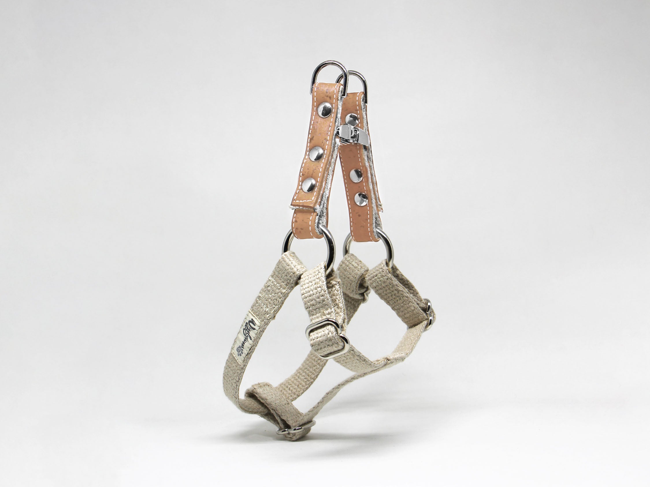 Natural Studded Step-In Dog Harness xs