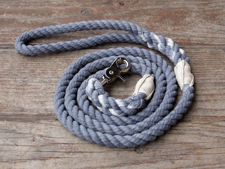 Bayside Blue Cotton Rope Dog Leash with Trigger Snap