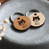 Cat Face Wooden Cat ID Tag 