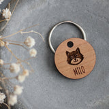 Cat Face Wooden Cat ID Tag 