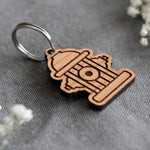 Fire Hydrant Wooden Dog ID Tag Cherry