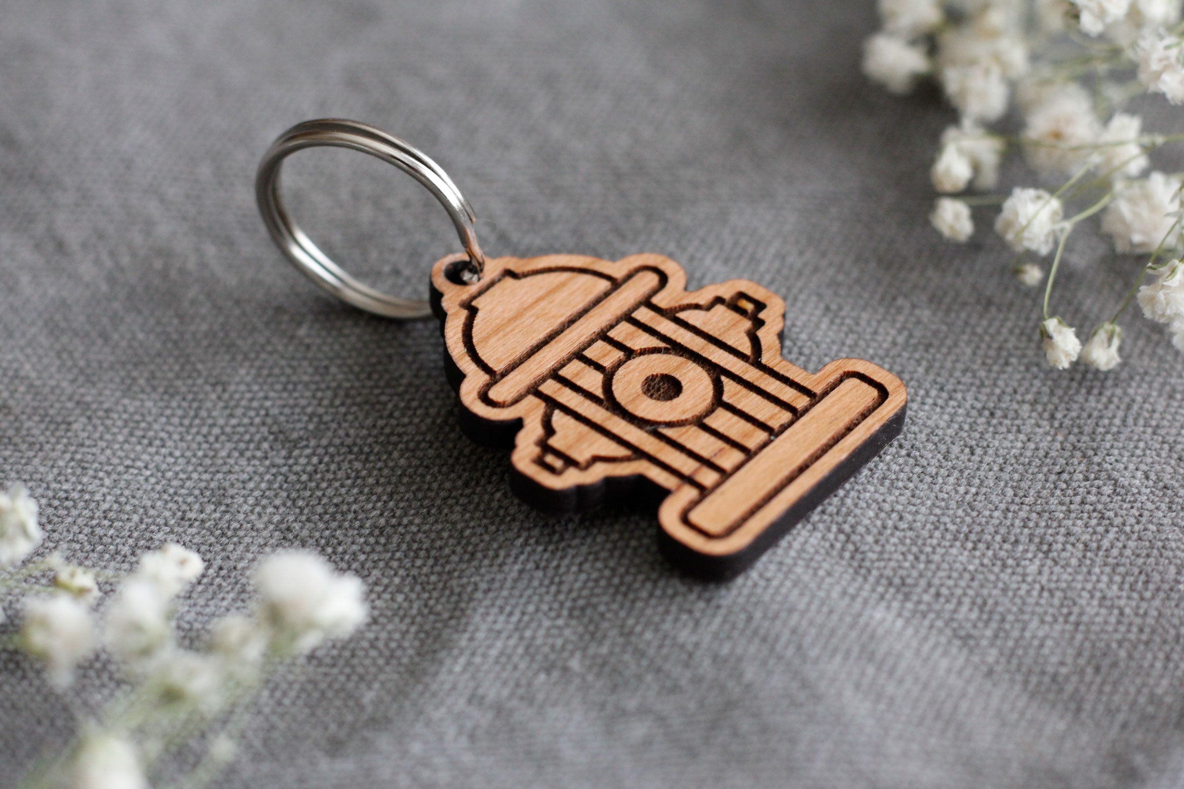 Fire Hydrant Wooden Dog ID Tag Cherry