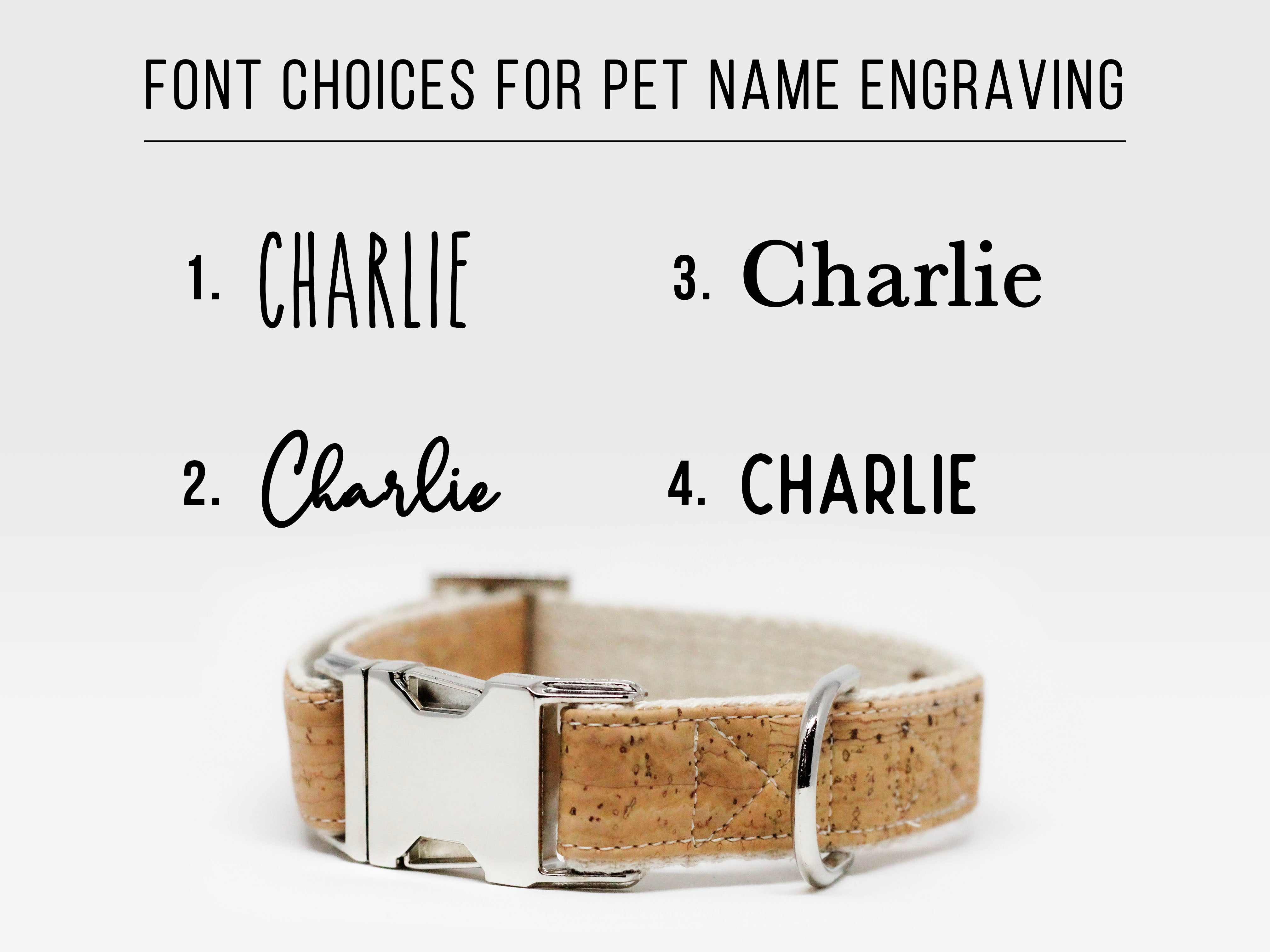 Personalized Cork Dog Collar - Font Choices