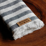 Fringed Indigo Striped Dog Bandana