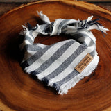 Fringed Indigo Striped Dog Bandana