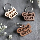 Good Girl Badge Style Engraved Wooden Pet Tag