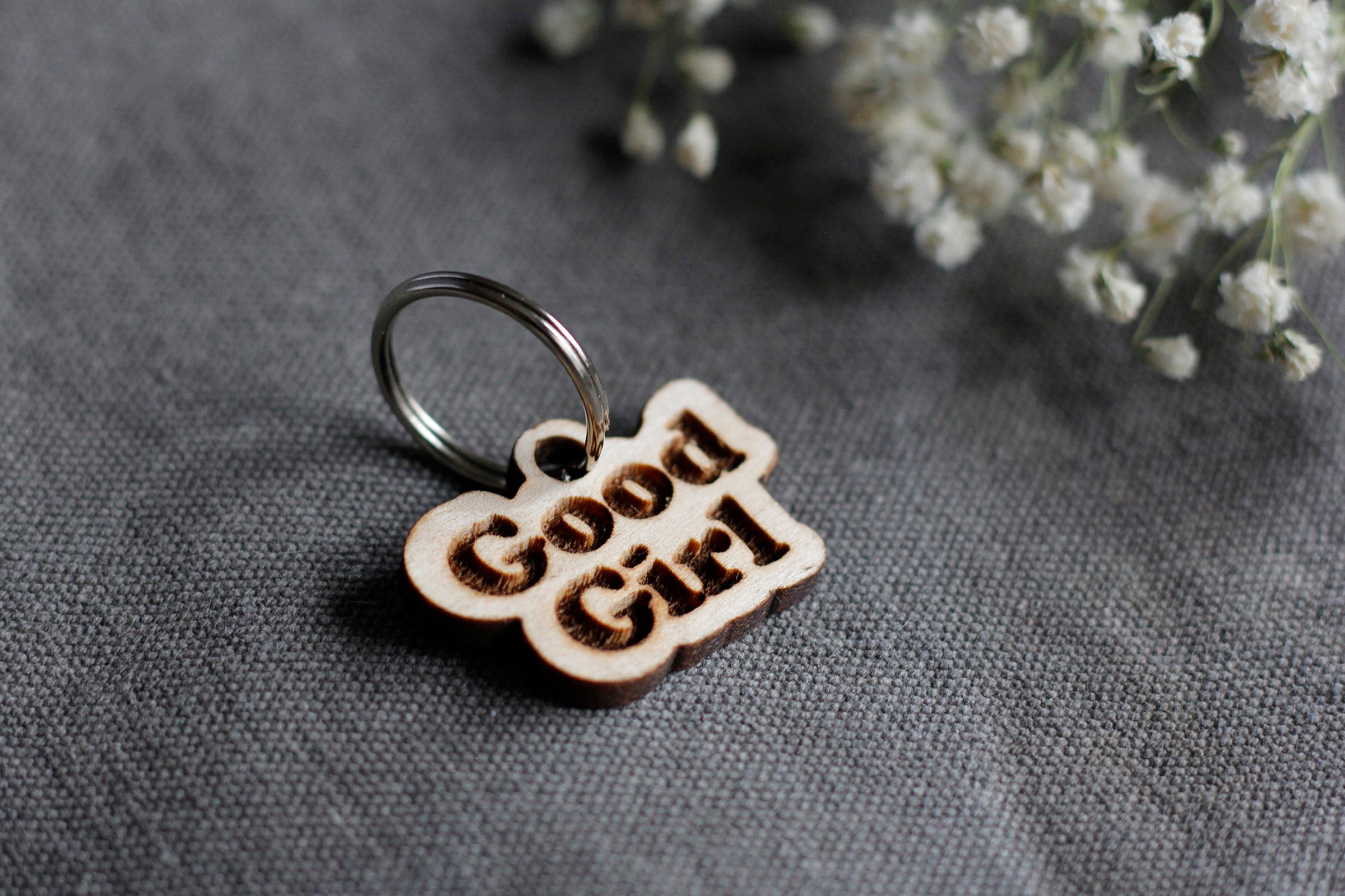 Good Girl Badge Style Engraved Wooden Pet Tag